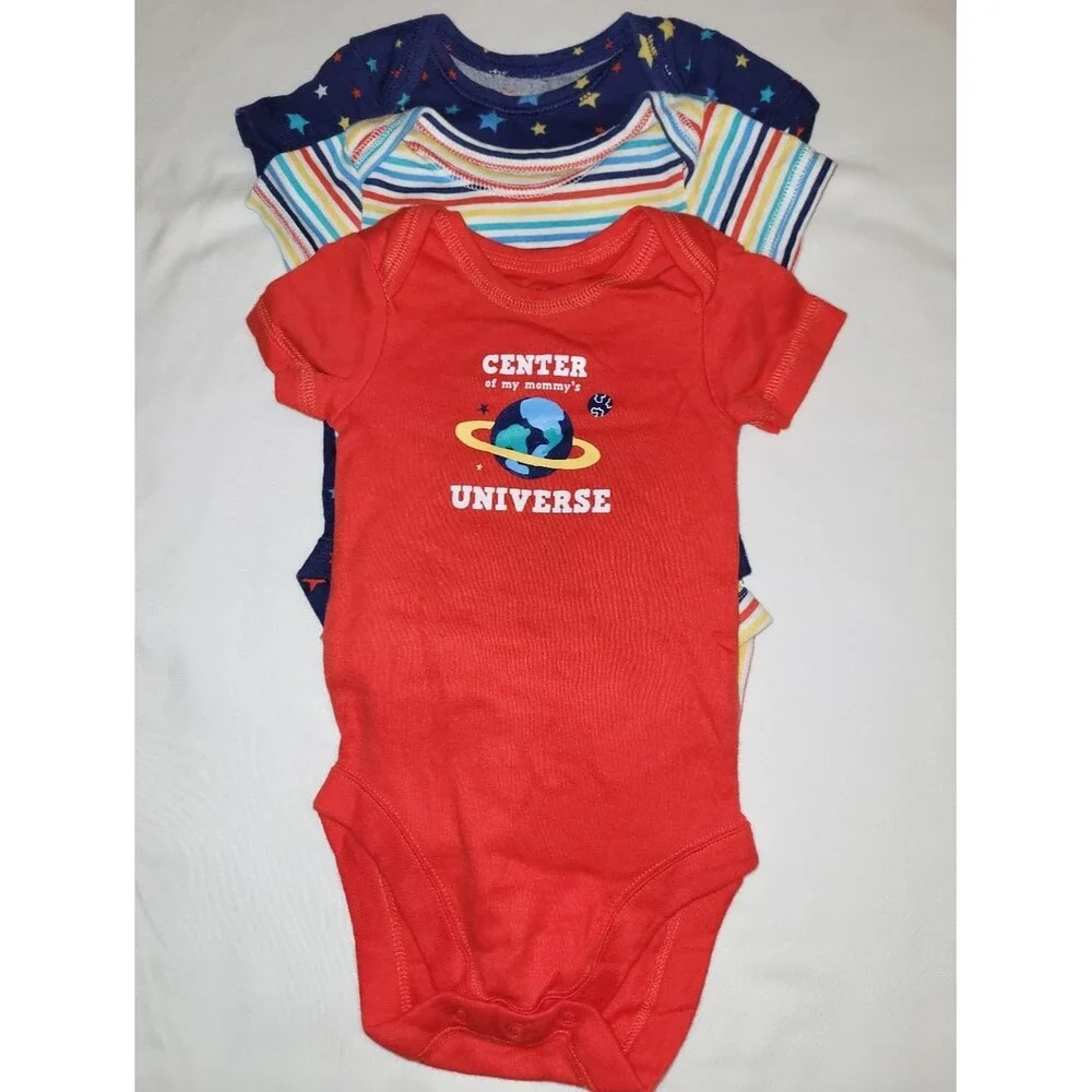 Bundles Baby Place Size 3-6 Months Red Blue Stripes Stars 3 Pc Bodysuit Bundle